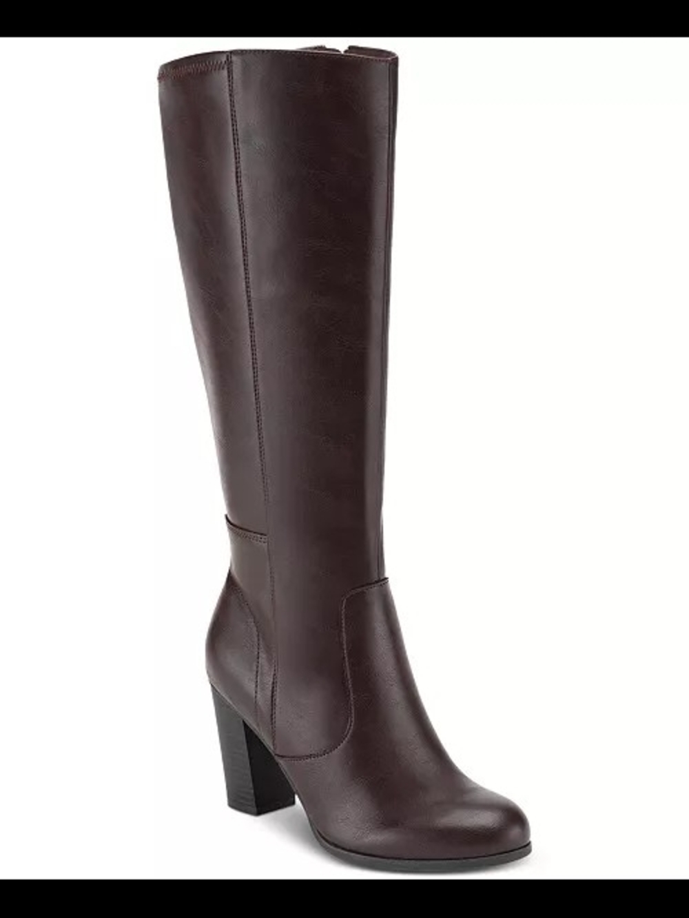 Style & Co. Faux Leather Knee High Block Heel Boots, 8.5, Brown